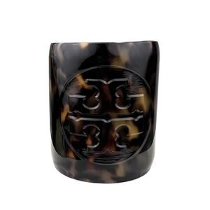 Tory Burch Logo Cuff Bracelet 2.5" Wide Faux Tortoise